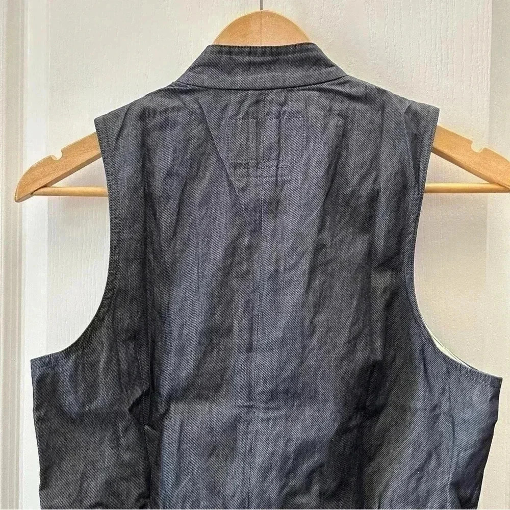 Banana Republic Vest Tailored Ruffle Italian Cotton Sleeveless Blue Size 6 NWT - Picture 7 of 16